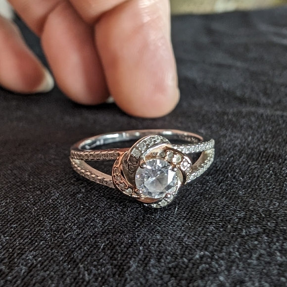 Primrose Knotted Rose Gold Plated Sterling Silver CZ Solitaire Clusters Sz 6.75 - Picture 12 of 12